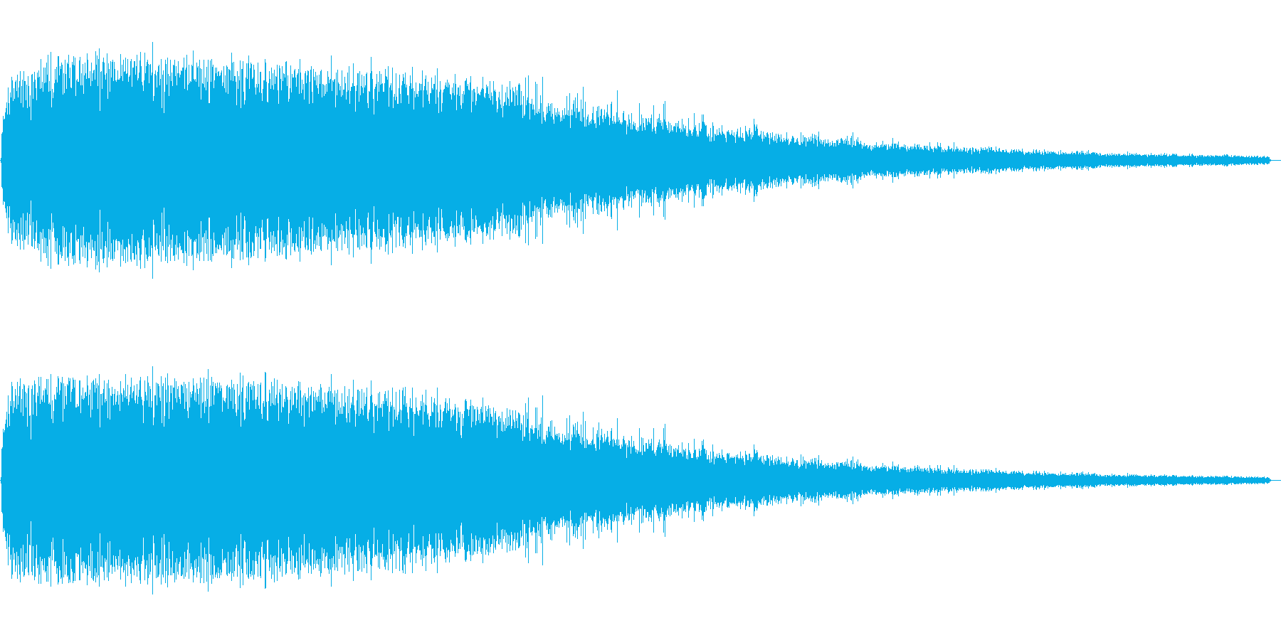 ザザザーと段々と小さくなるノイズ音の再生済みの波形