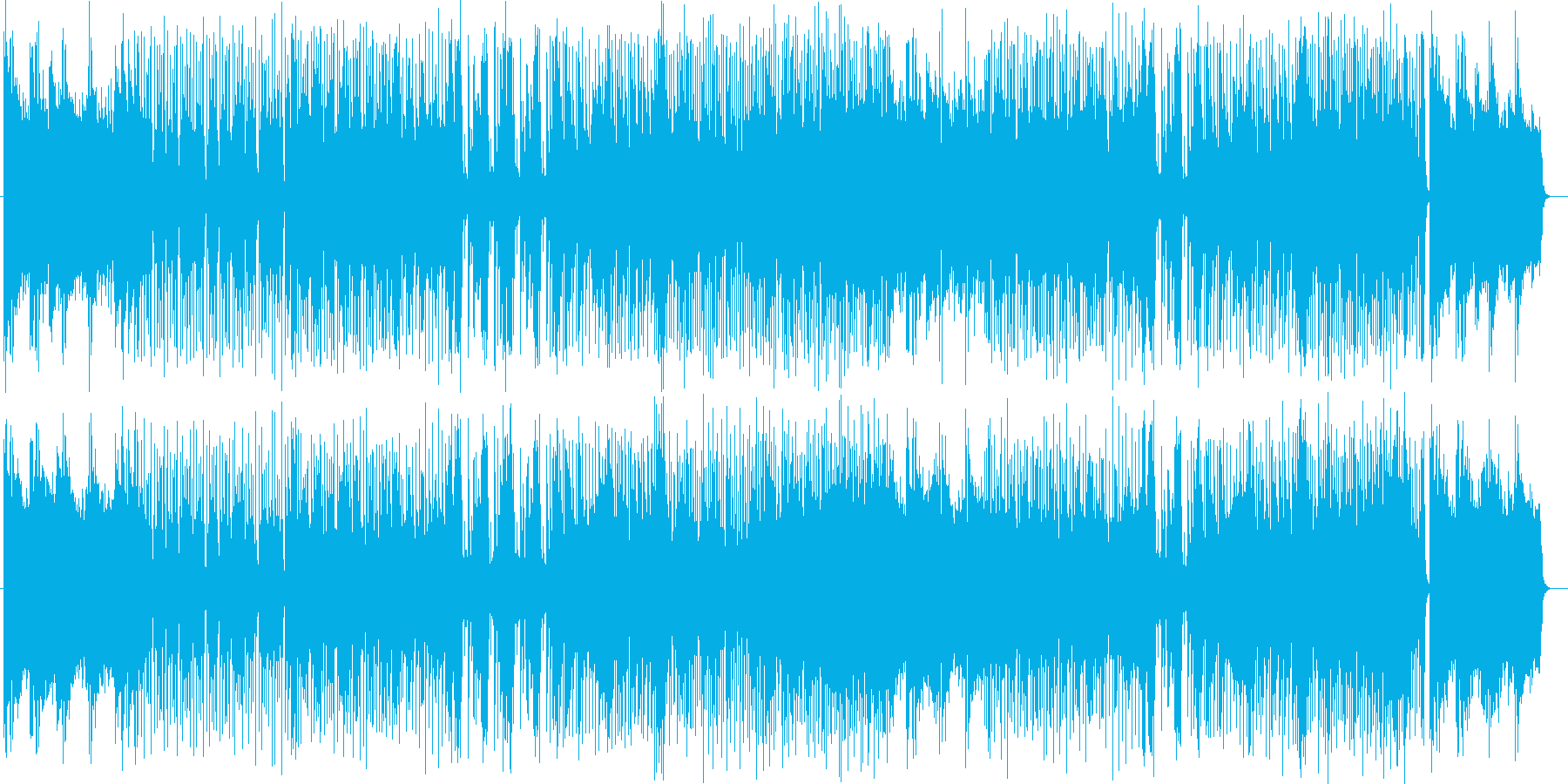 トランペットやドラムの高揚感あふれる楽曲の再生済みの波形
