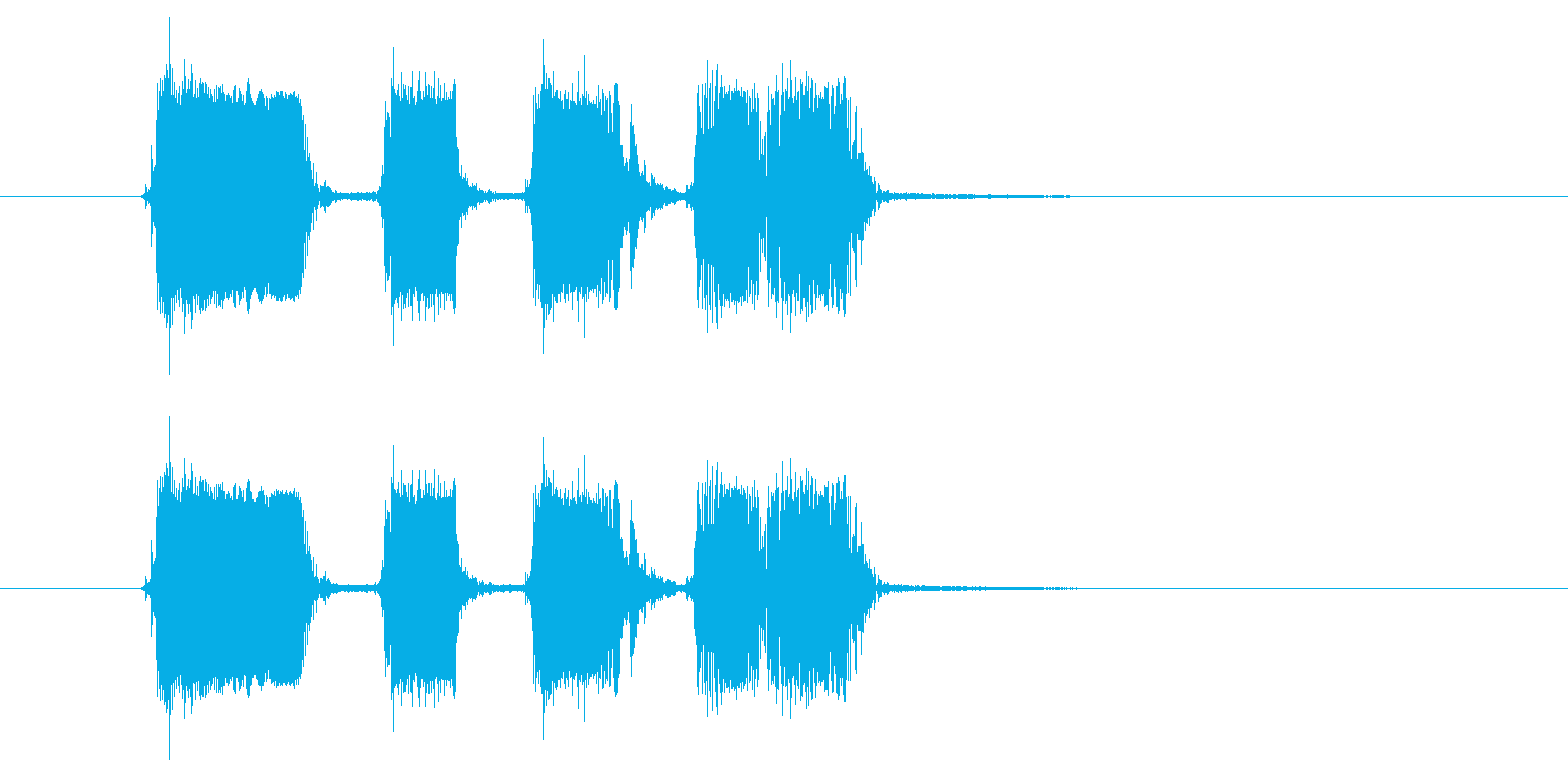 リズミカルギター音(弦、弾く)の再生済みの波形