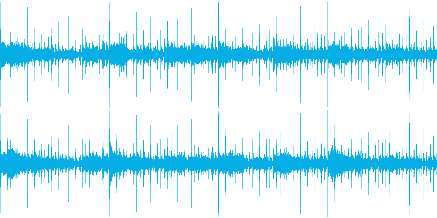 細かく刻まれたリズムをもとにした楽曲で…の再生済みの波形