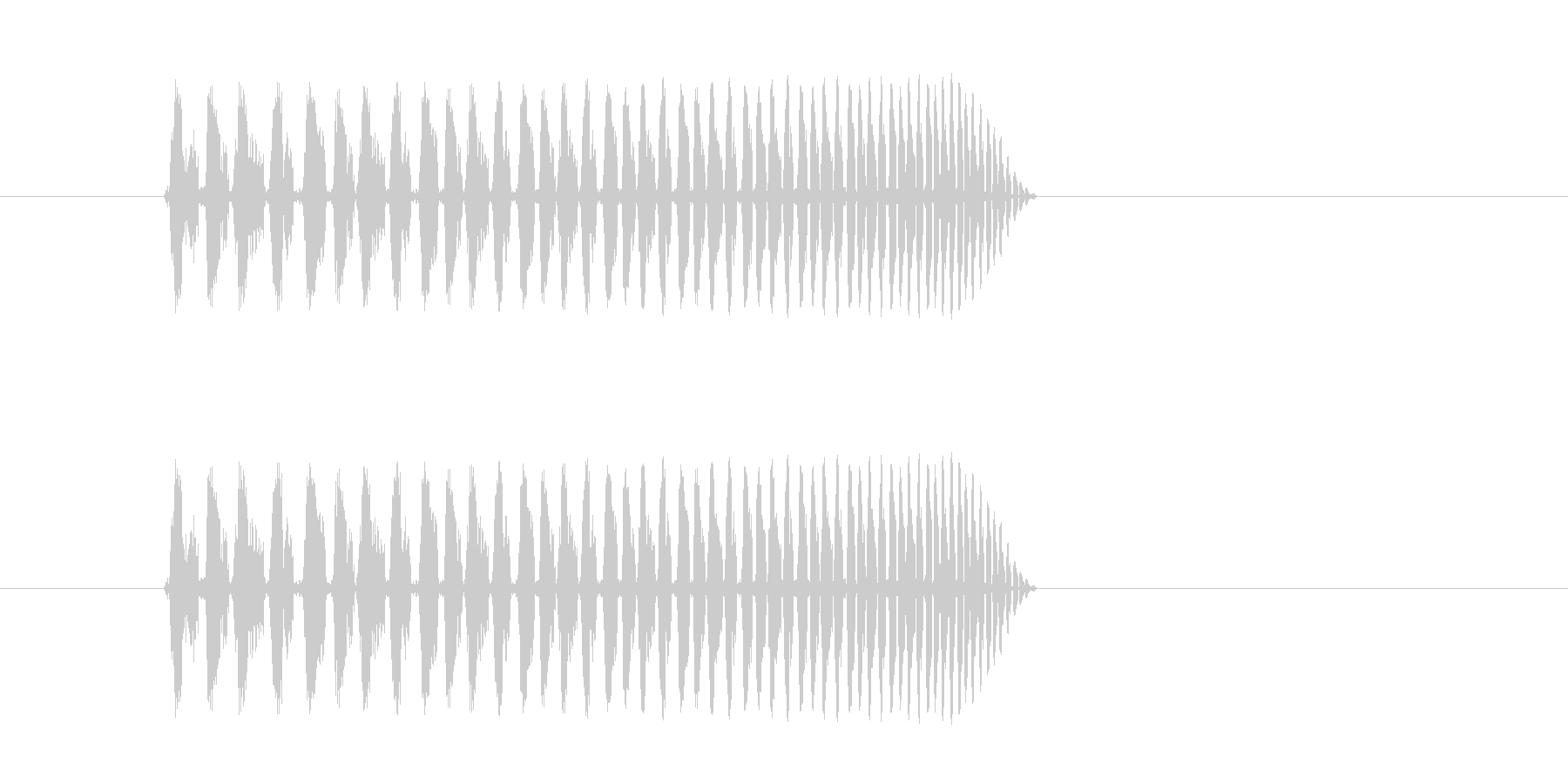 どんどん早くなる、高速回転音の未再生の波形