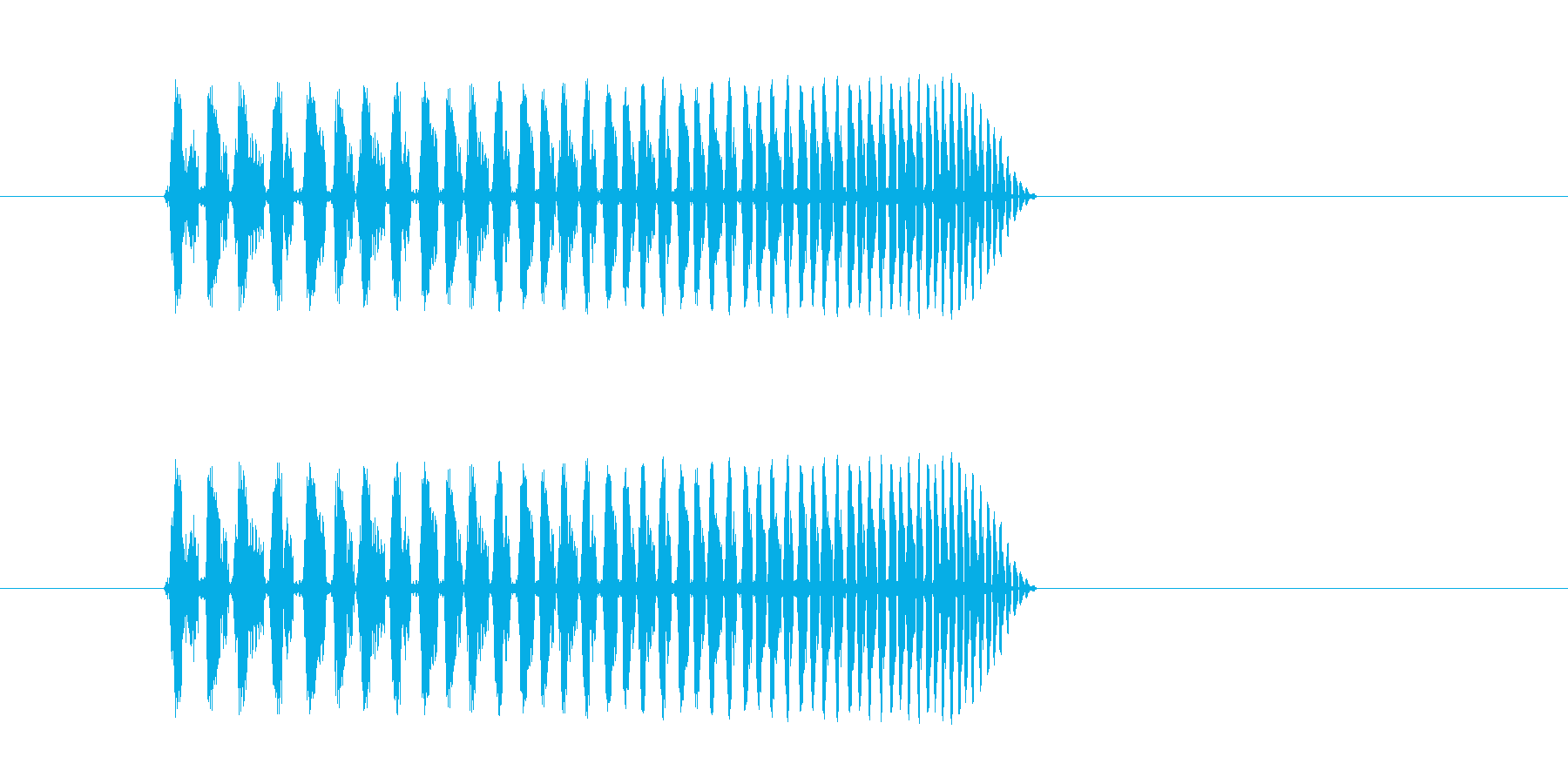 どんどん早くなる、高速回転音の再生済みの波形