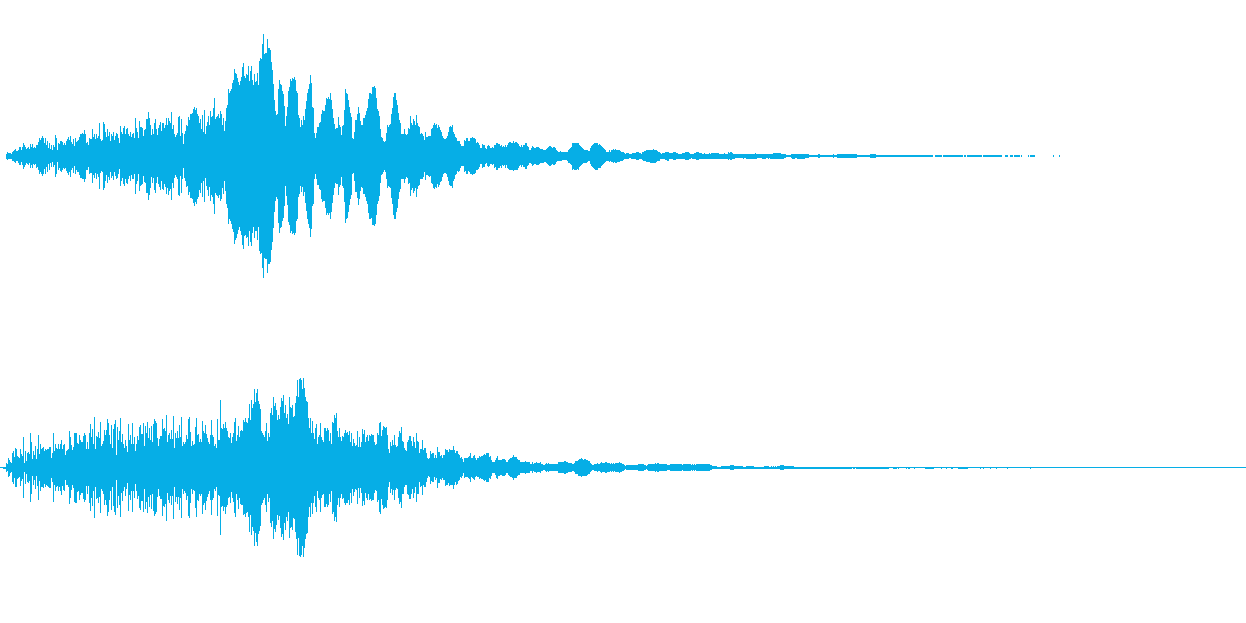 風をイメージした音と流れるハープの再生済みの波形