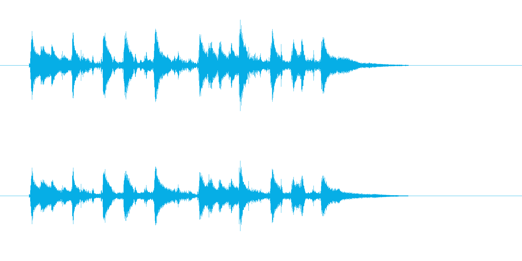 シンプルギター音(弦、弾く)の再生済みの波形