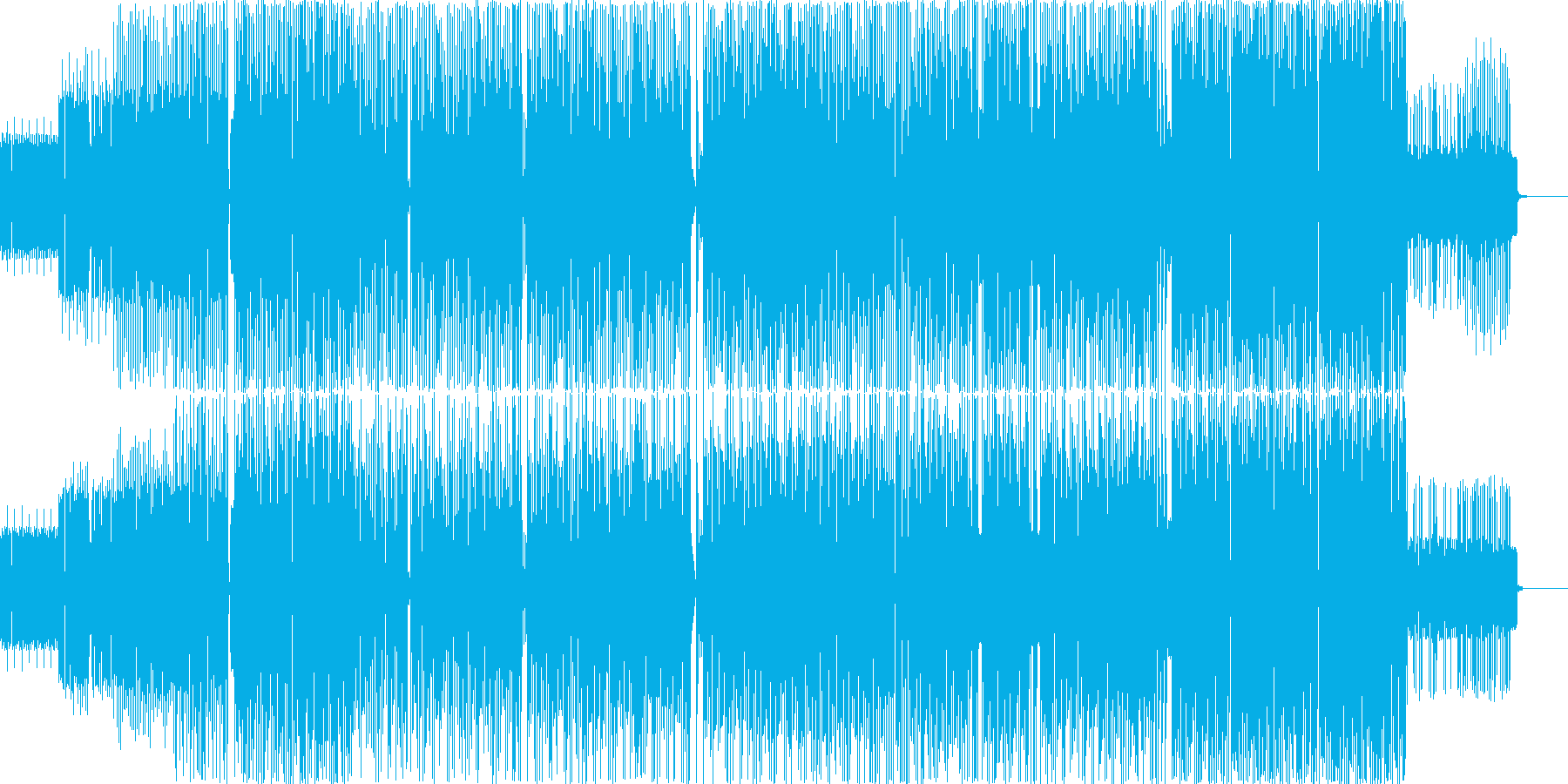 色々なメロディが入り乱れるピコピコ曲の再生済みの波形