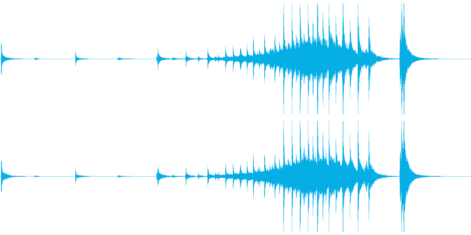 拍子木や鈴などのオープニングに最適な音源の再生済みの波形