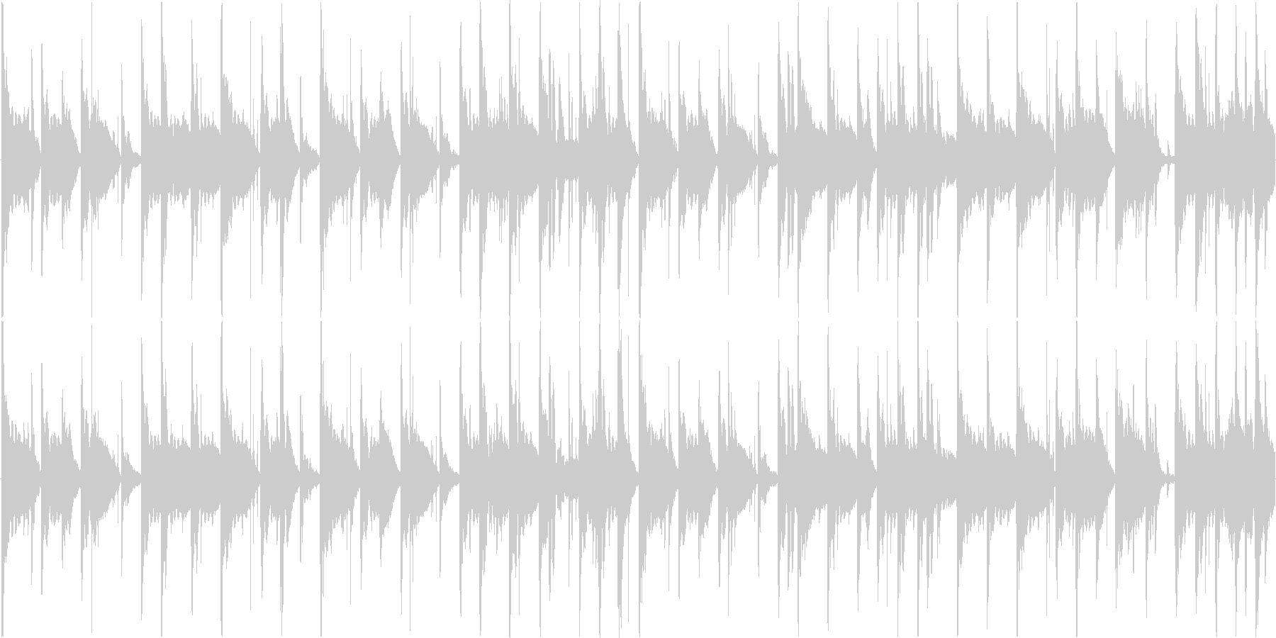 細かく刻まれたリズムをもとにした楽曲で…の未再生の波形