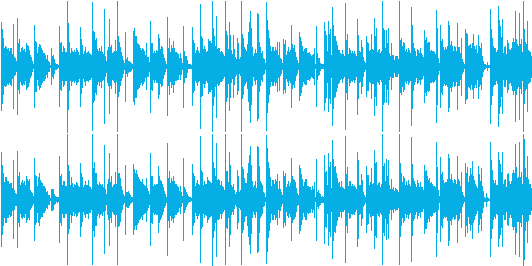 細かく刻まれたリズムをもとにした楽曲で…の再生済みの波形
