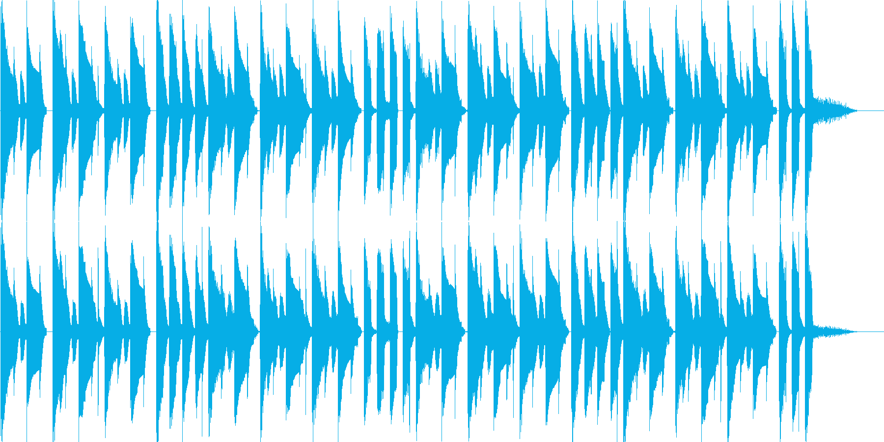 田舎ののんびりとした雰囲気があふれる曲の再生済みの波形