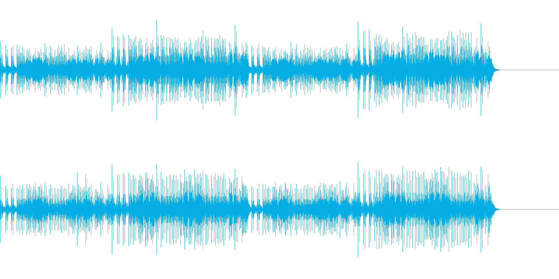 パワフルな太鼓のみの曲の再生済みの波形