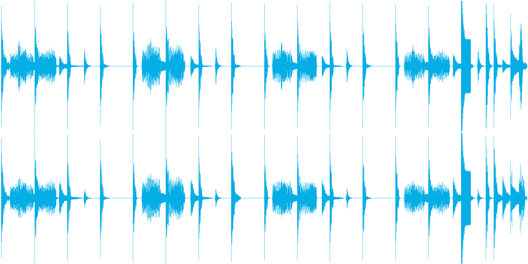 かわいらしい電子音で構成されたループ楽曲の再生済みの波形