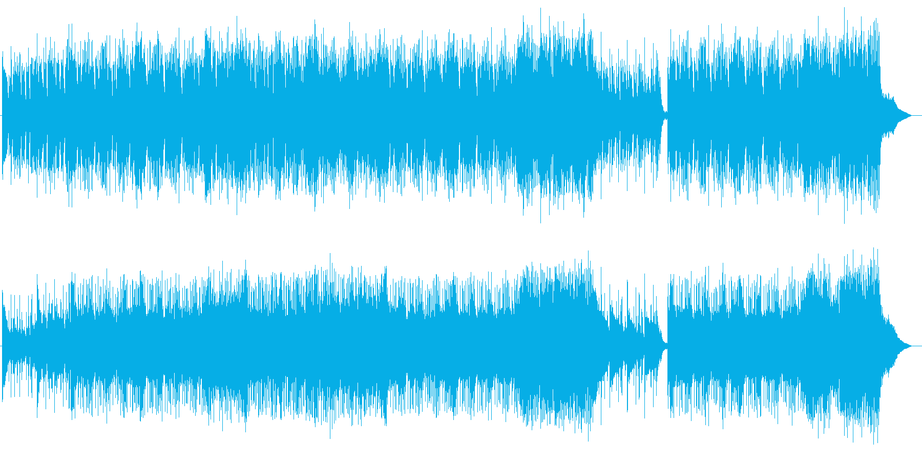 緩やかで弾むピアノとクールなエレキ曲の再生済みの波形