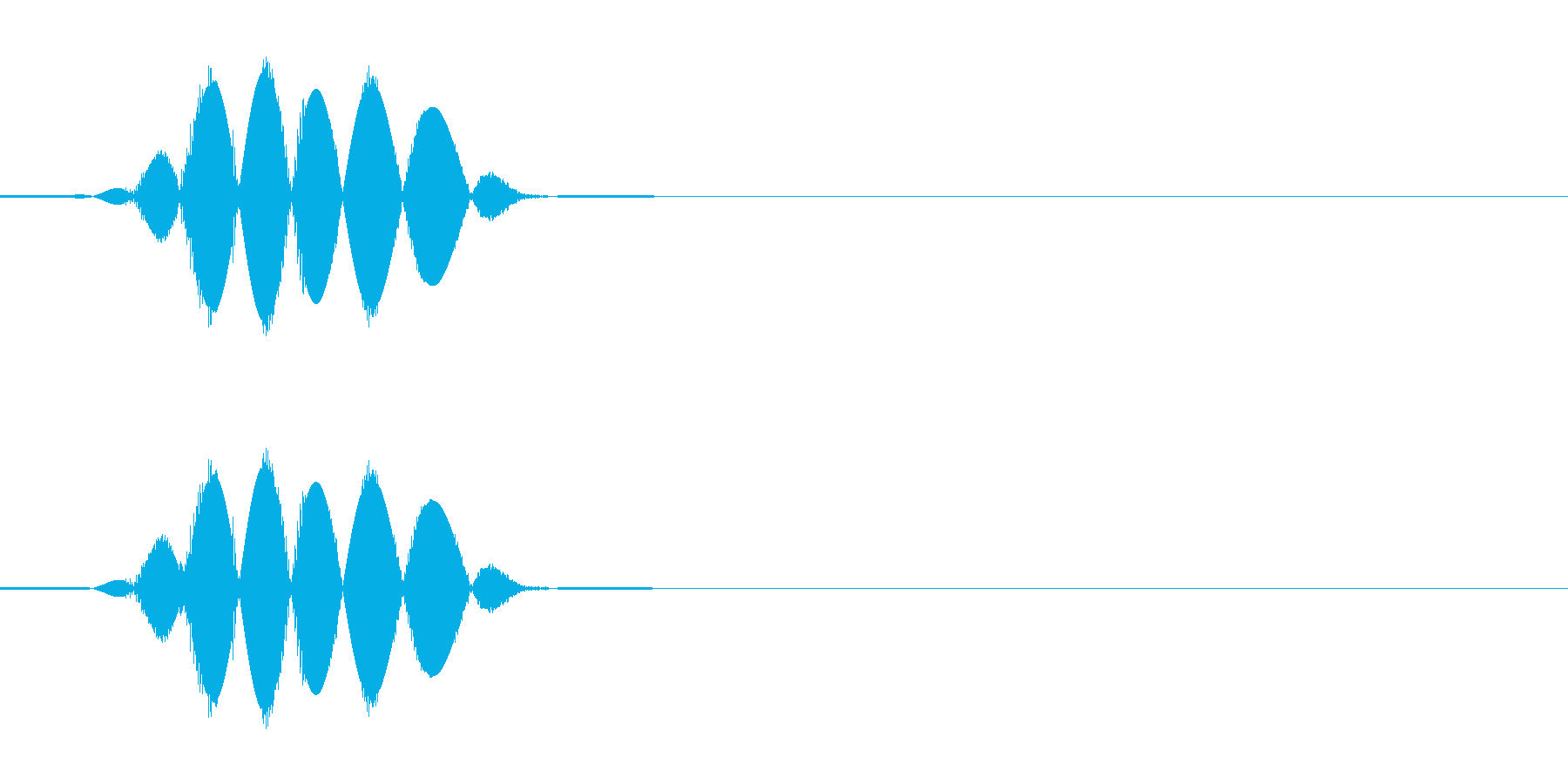 軽く殴る乾いた音の効果音の再生済みの波形