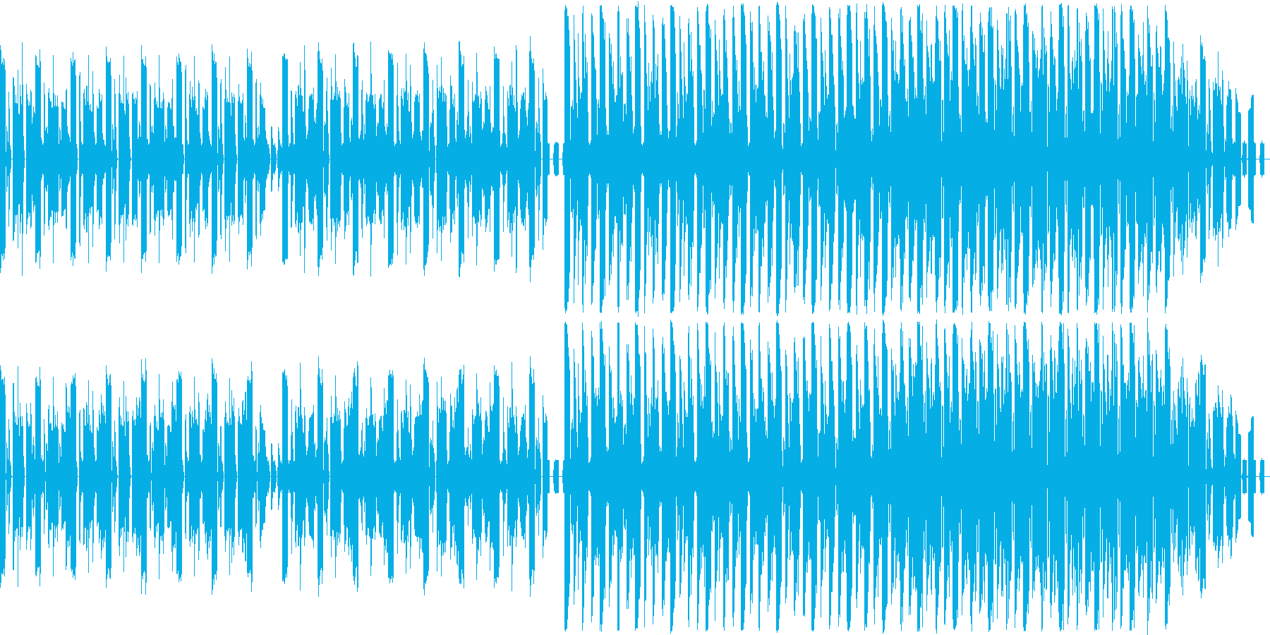 渦巻きにのまれたような感覚の楽曲の再生済みの波形