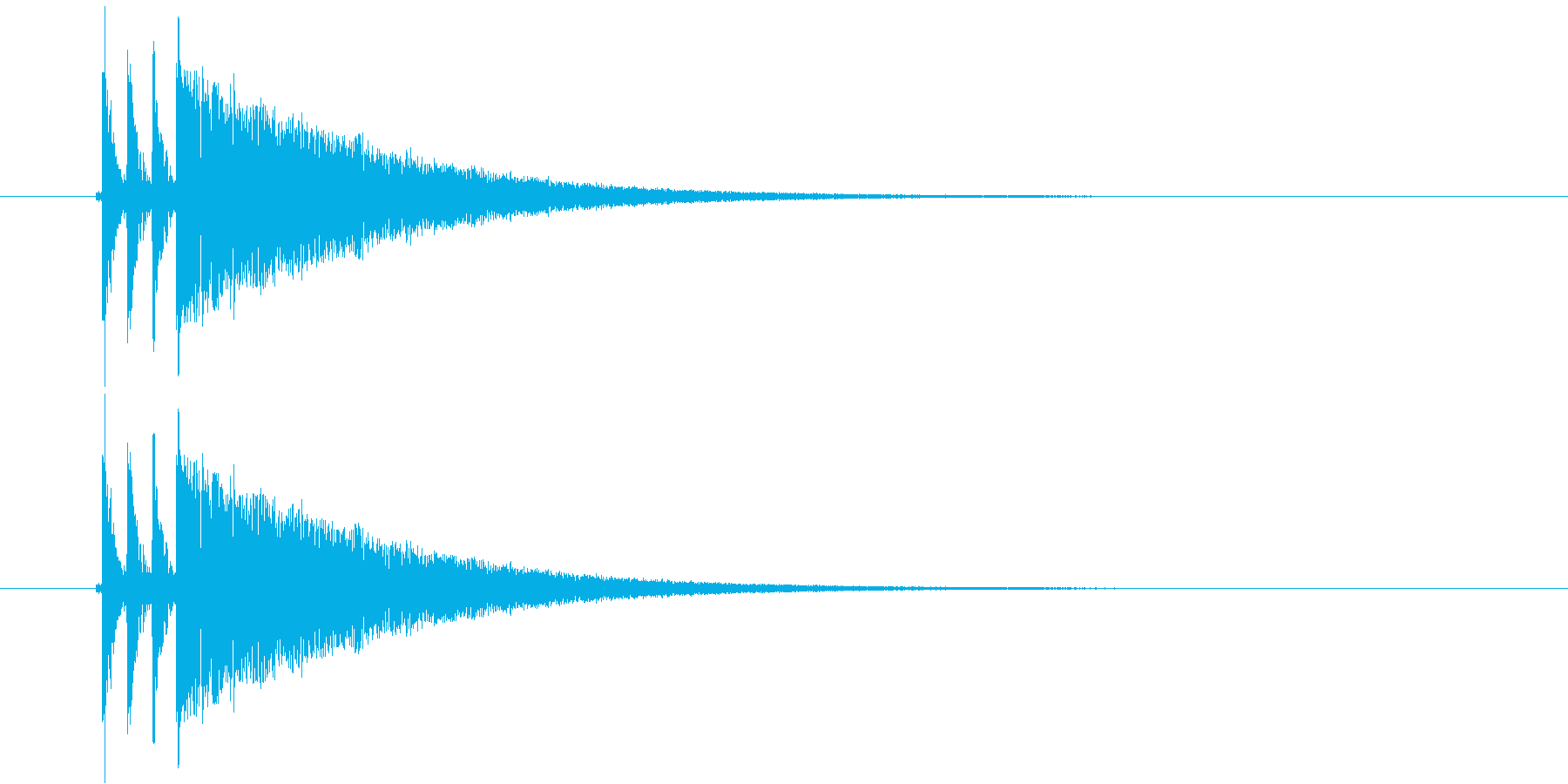 ダダダーンという銃弾のような乾いた音の再生済みの波形