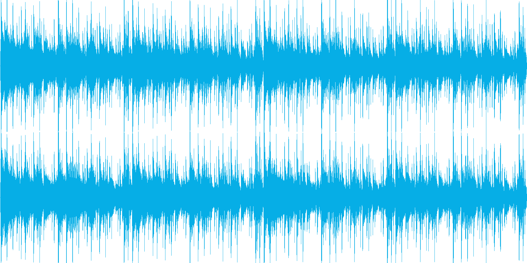 細かく刻まれたリズムをもとにした楽曲で…の再生済みの波形