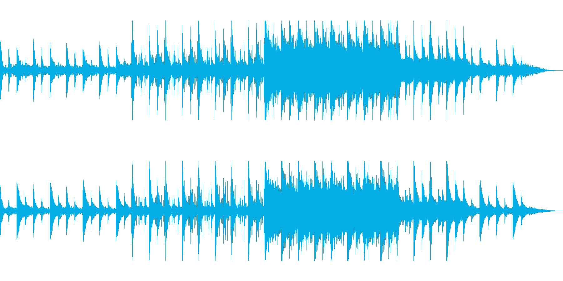 美しく滑らかなストリングのピアノ曲の再生済みの波形