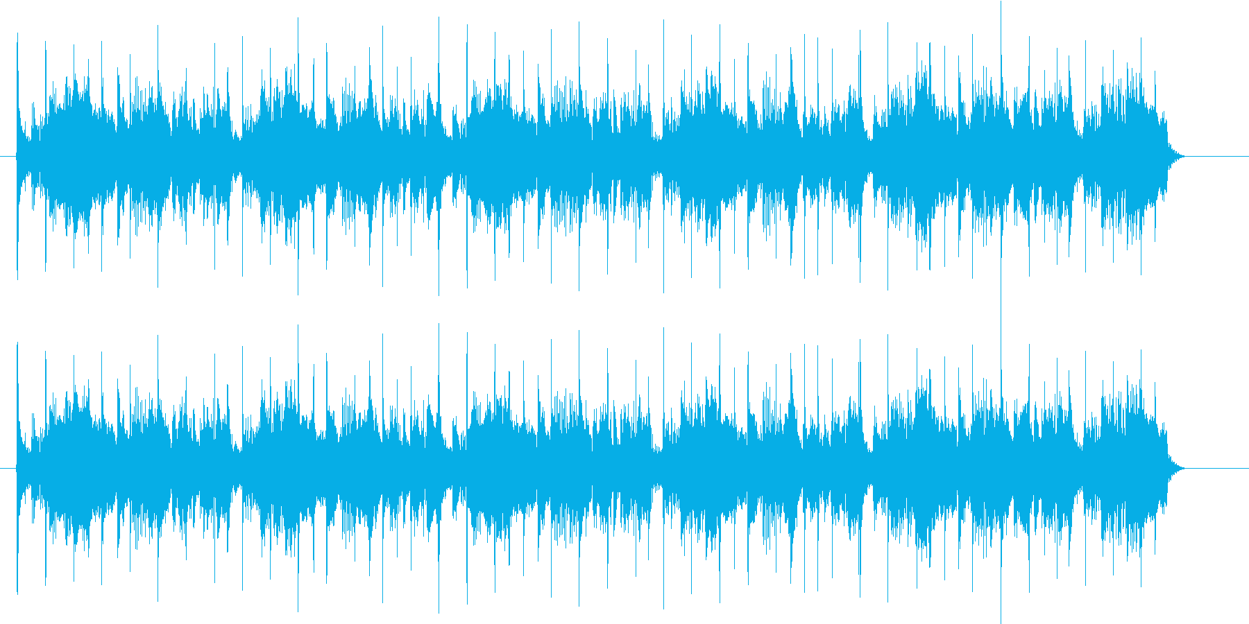 にぎやかに金物をたたいているような曲の再生済みの波形