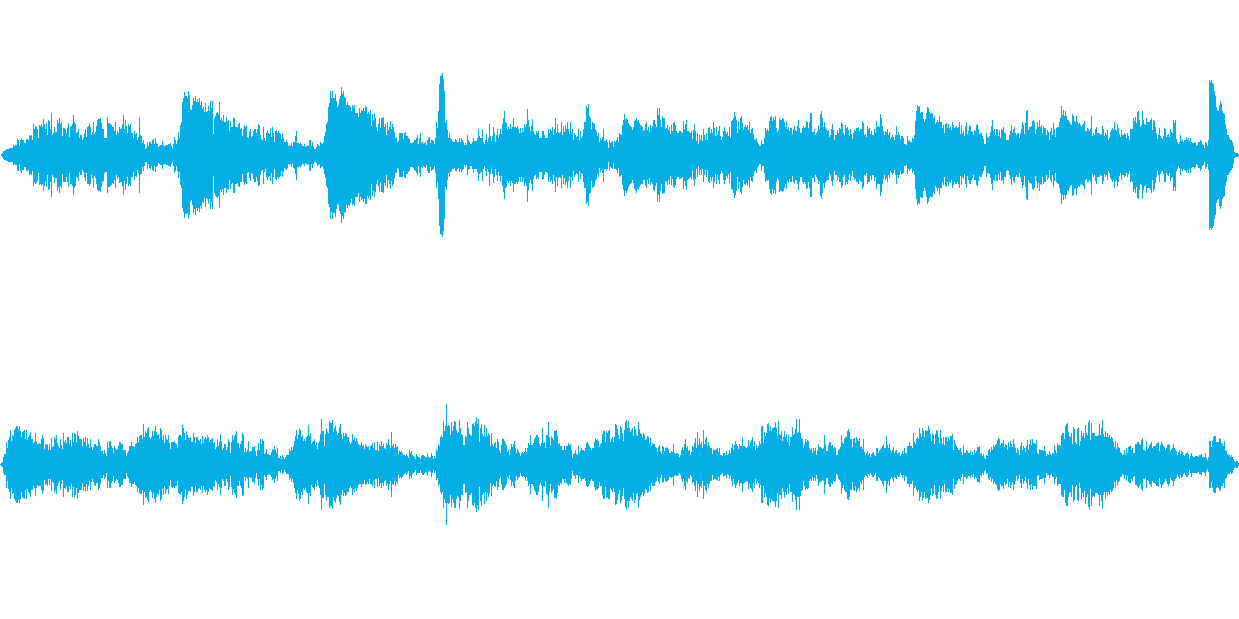 水の音とシンプルなエレピの再生済みの波形