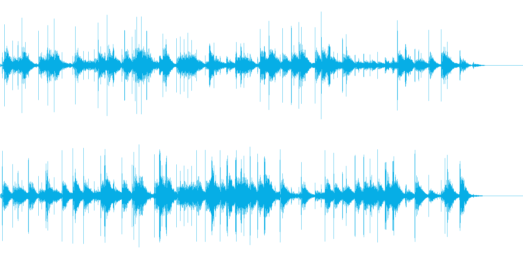 雨や洞窟の水滴が落ちる音、または水泡の音の再生済みの波形