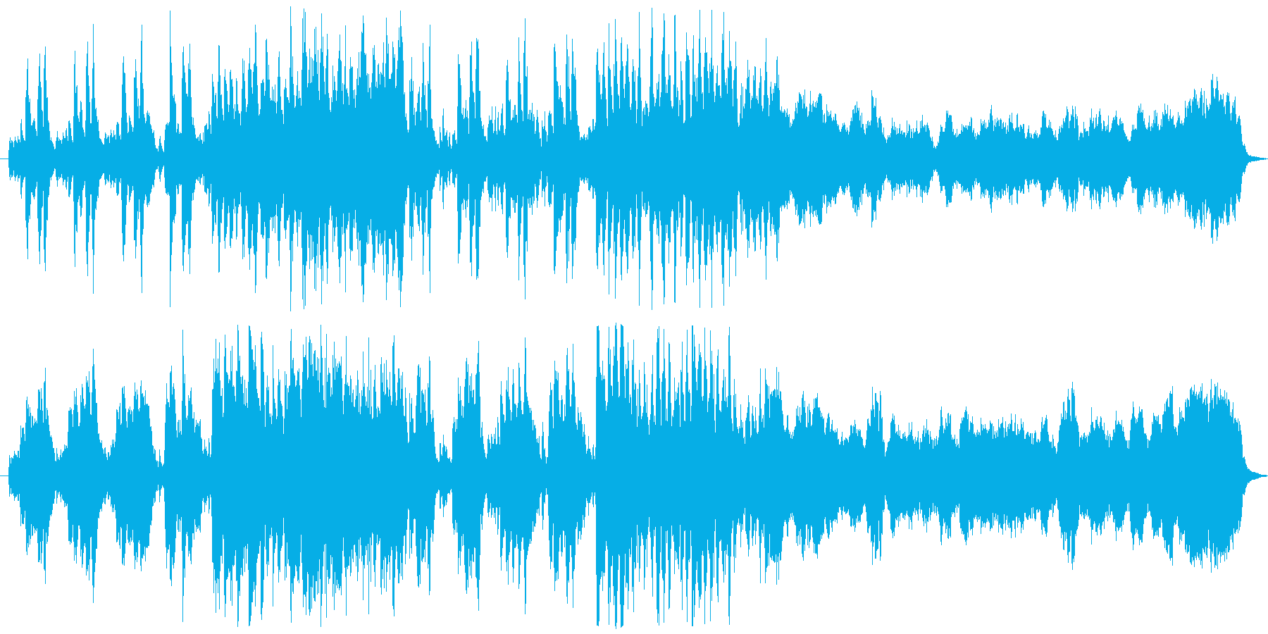 楽しげな様子を表したオーケストラ曲の再生済みの波形
