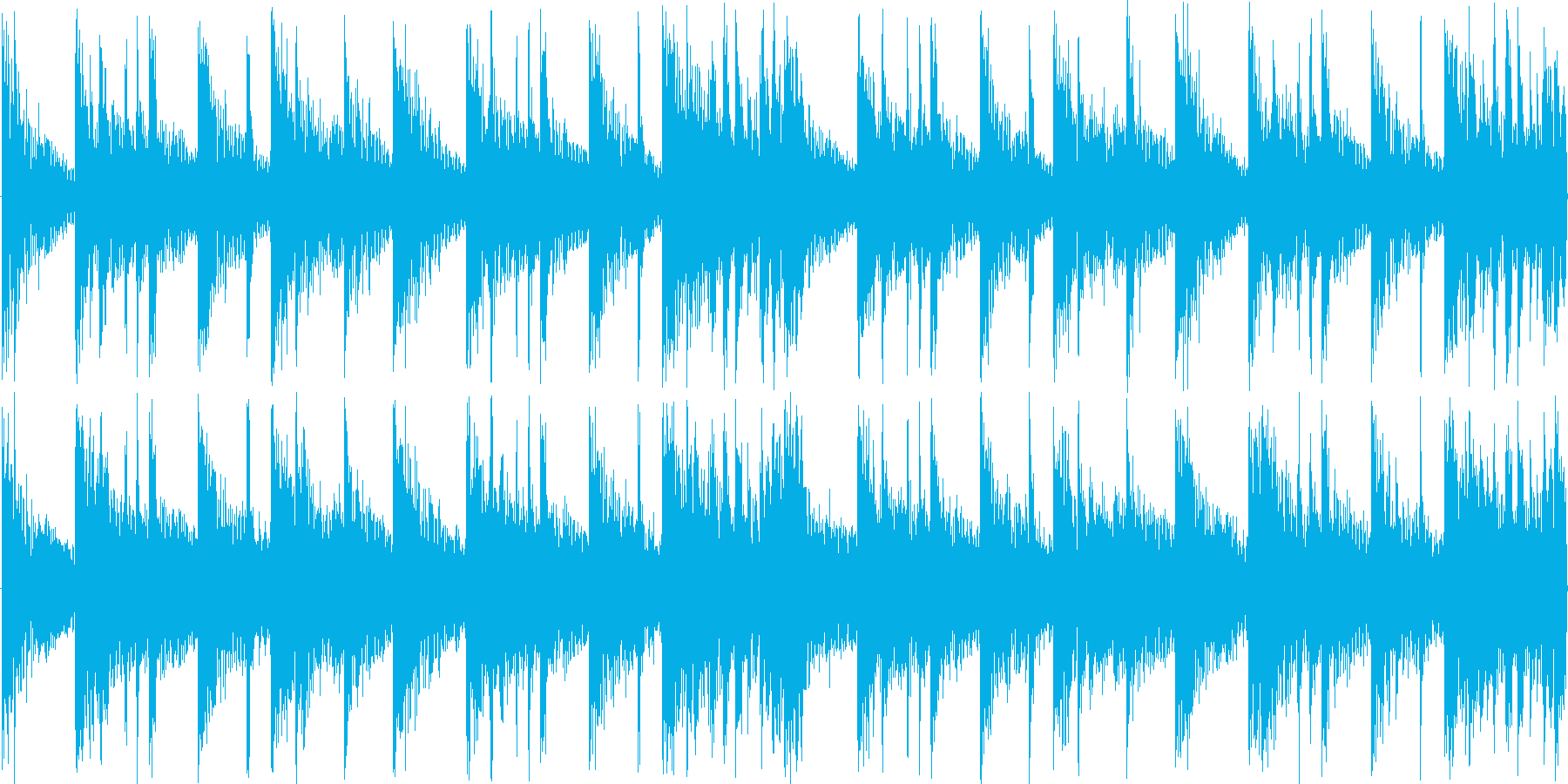 混沌としたリズムを基本にした楽曲です。の再生済みの波形