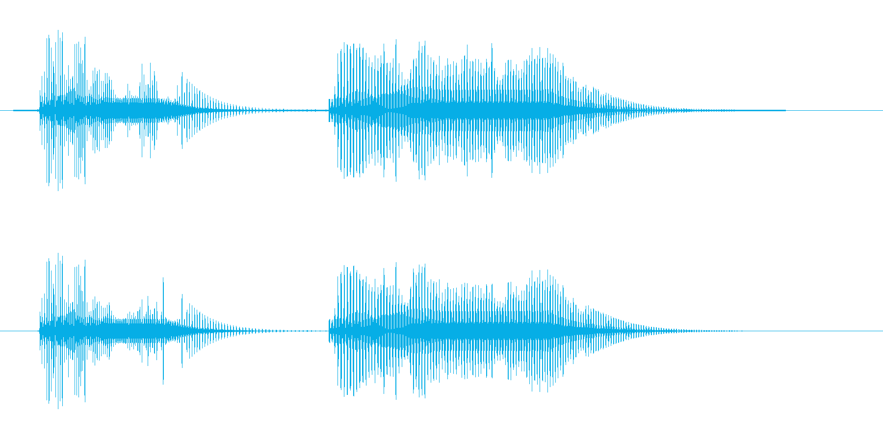 パ〜プゥ〜(ラッパを吹く音、短い)の再生済みの波形