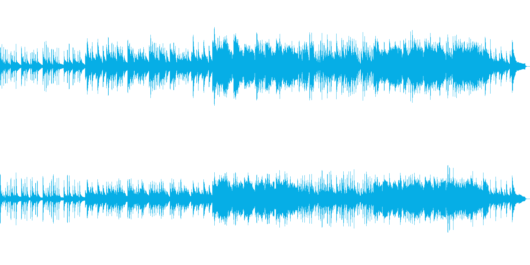 雨の日にピアノとチェロが歌う童謡っぽい曲の再生済みの波形