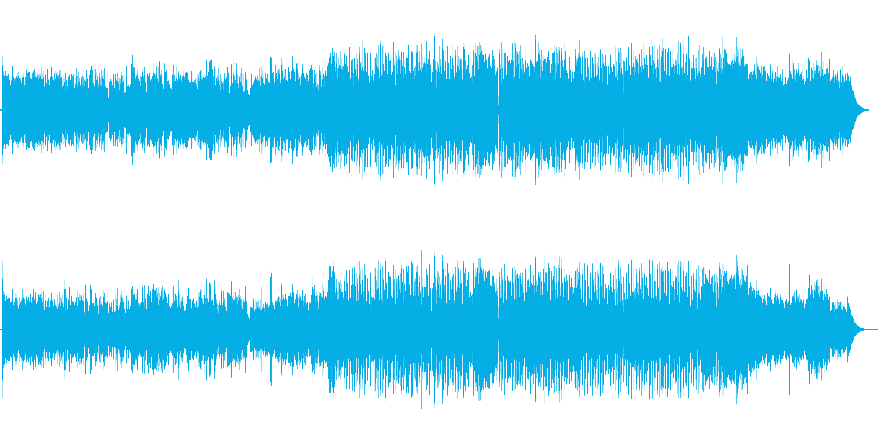 田舎道を歩くようなアコギ主体ののどかな曲の再生済みの波形