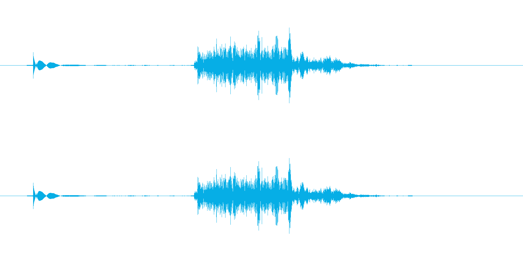 同一音をエフェクト加工したクリック音で…の再生済みの波形