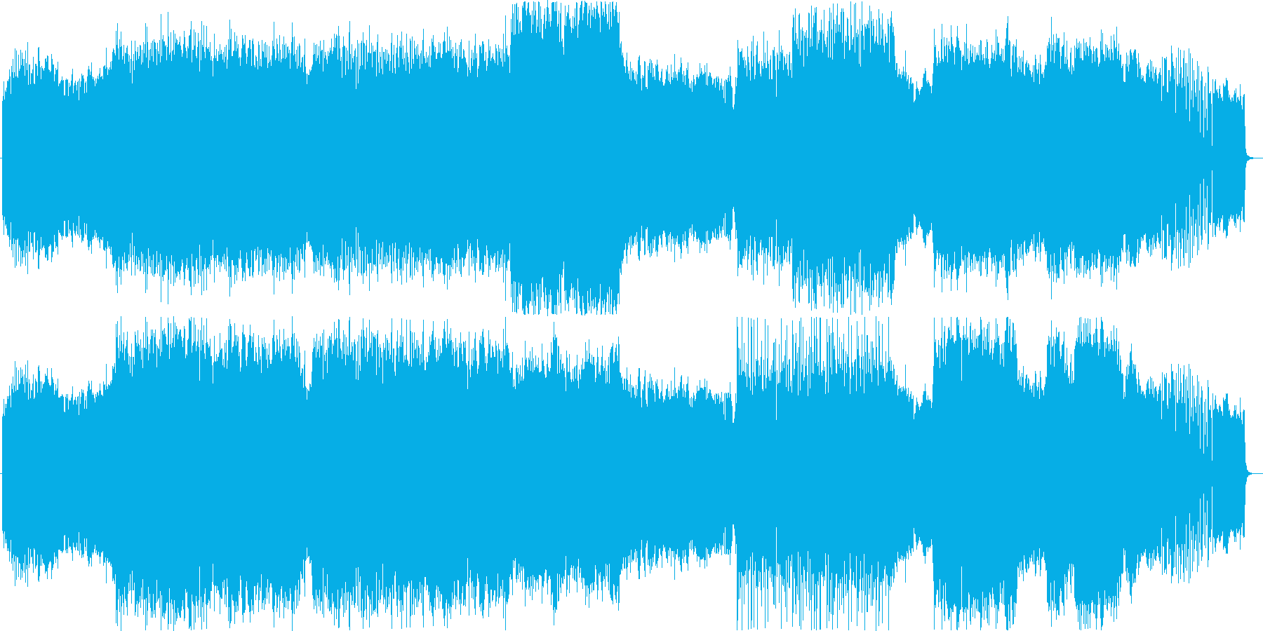 生々しいディストーションギターの曲の再生済みの波形