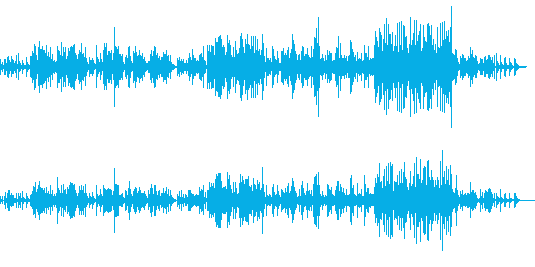 のどかな自然を感じさせるピアノ曲の再生済みの波形