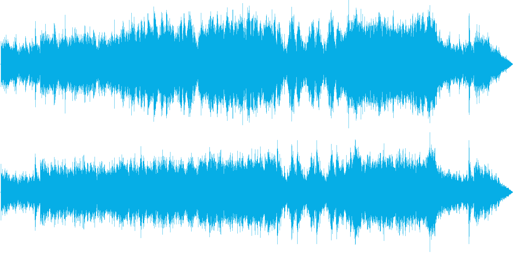 武装した軍隊が迫り来る様な打楽器中心の曲の再生済みの波形
