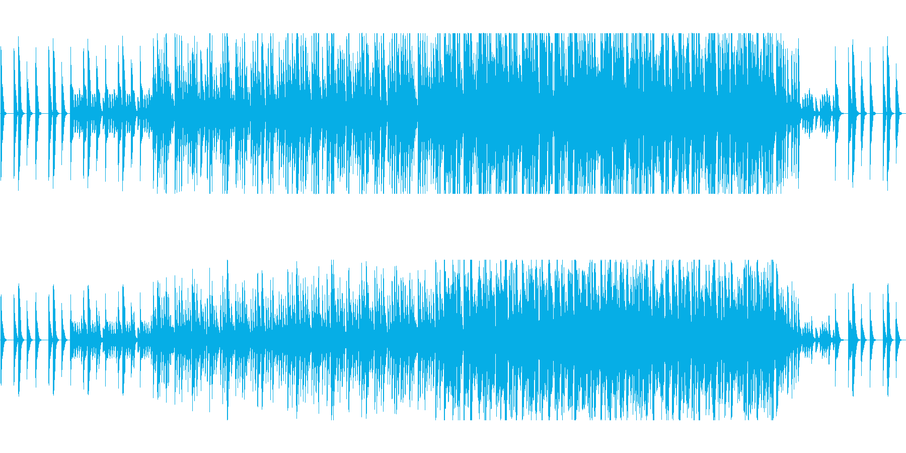 ふわふわした不思議なリズムピアノの曲の再生済みの波形