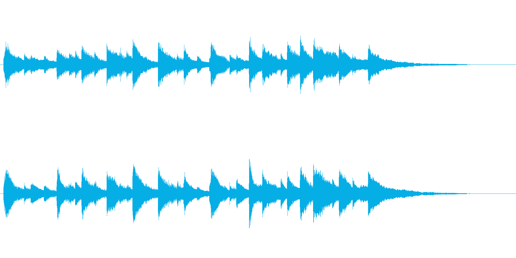 マイナーからメジャーへのピアノ曲の再生済みの波形