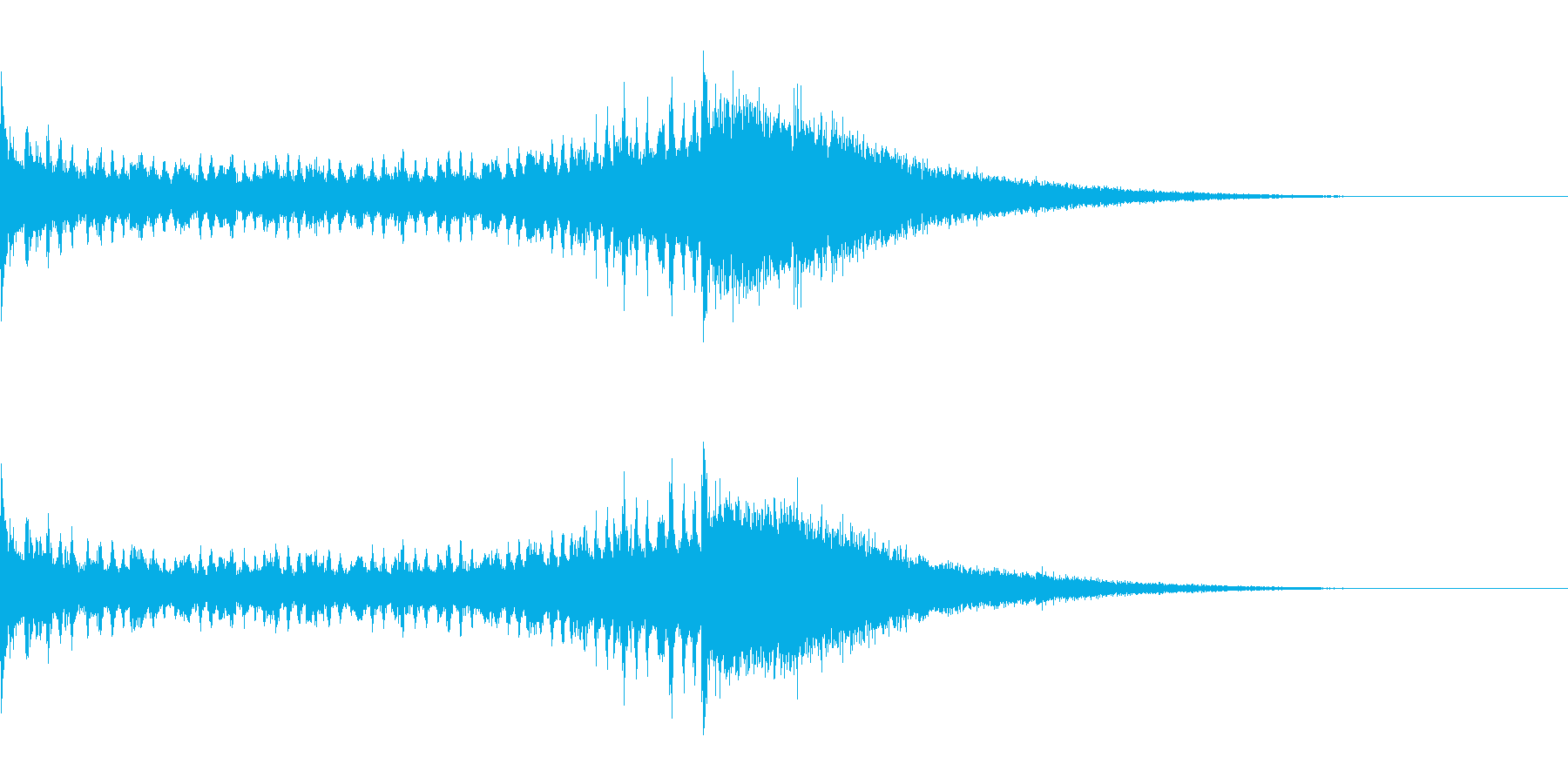 ドラムロールとシンバル 1 残響ありの再生済みの波形