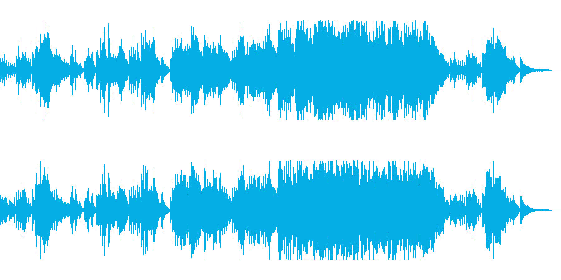 美しく感動的なピアノとストリングスの曲の再生済みの波形