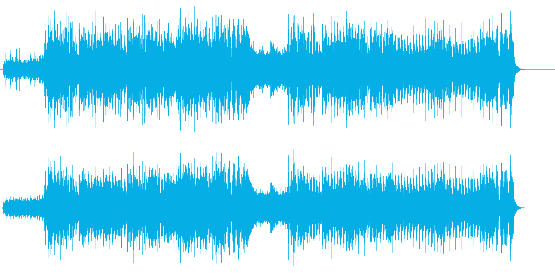ロックのリズムに、ブラスとストリングスの再生済みの波形