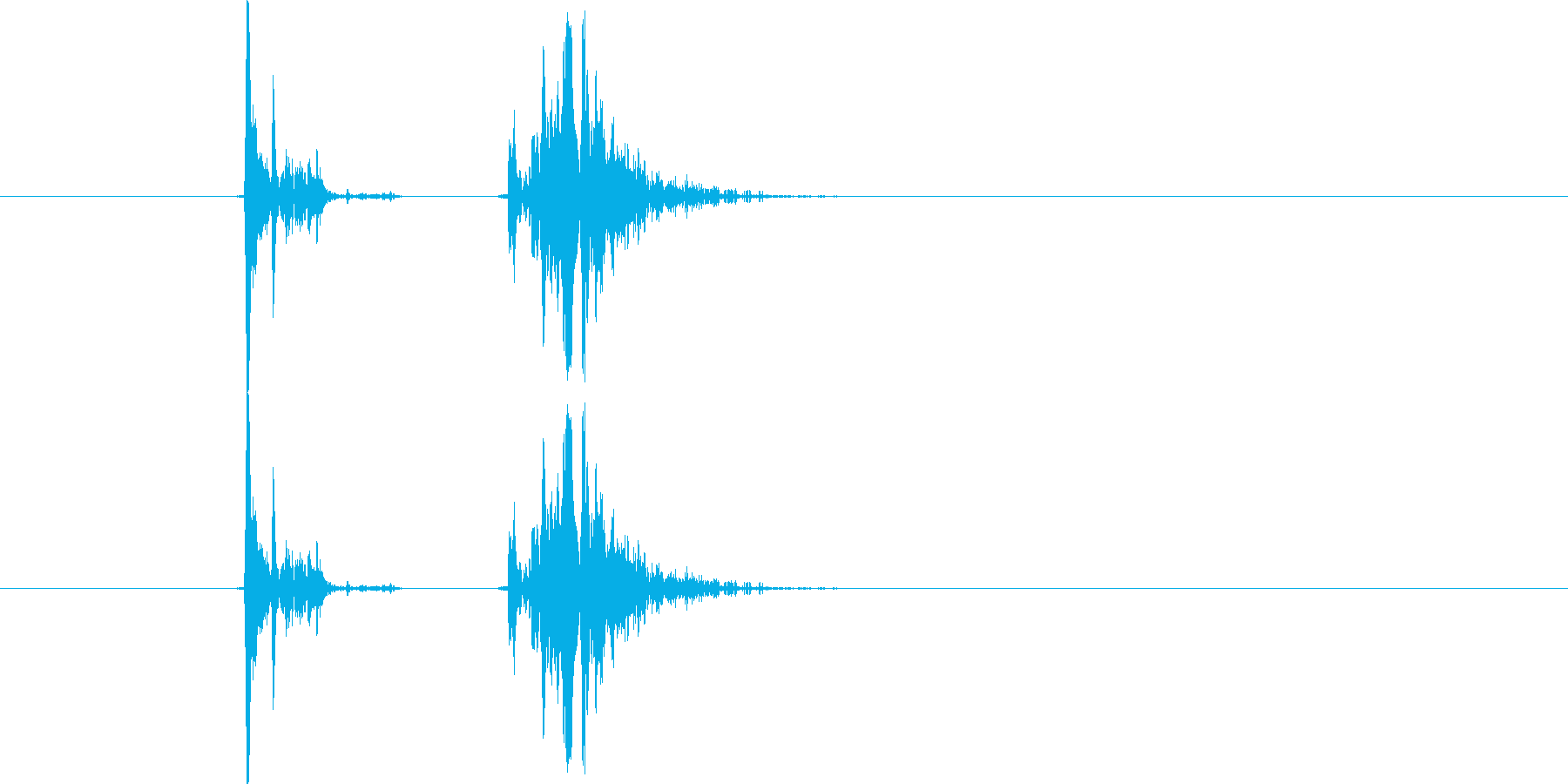 同一音をエフェクト加工したクリック音で…の再生済みの波形