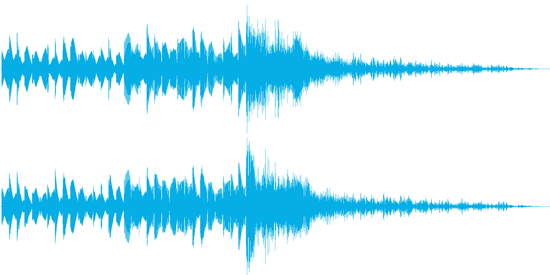 追いつめられ最後に撃墜されたメロと爆発音の再生済みの波形