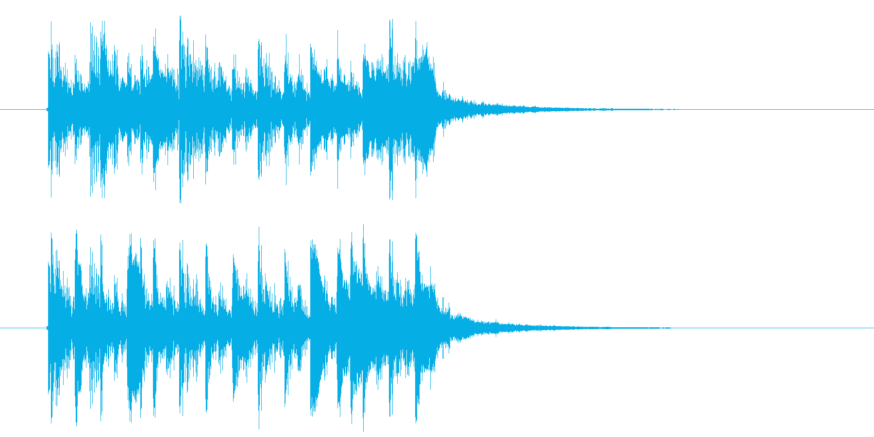 琴にリバーブがかかった音色の短い楽曲の再生済みの波形