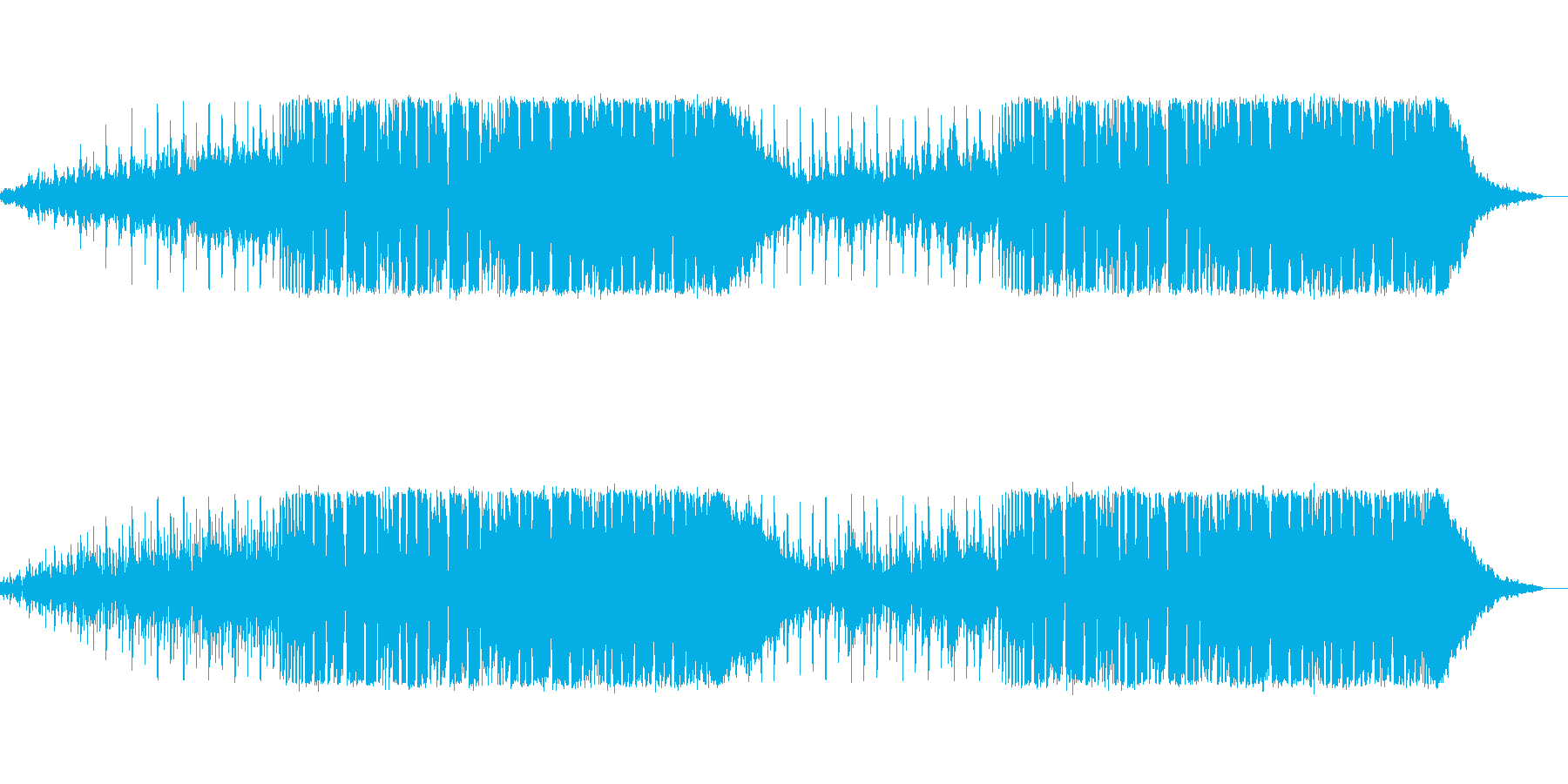 静かなパートと激しいメタルロックパートの再生済みの波形