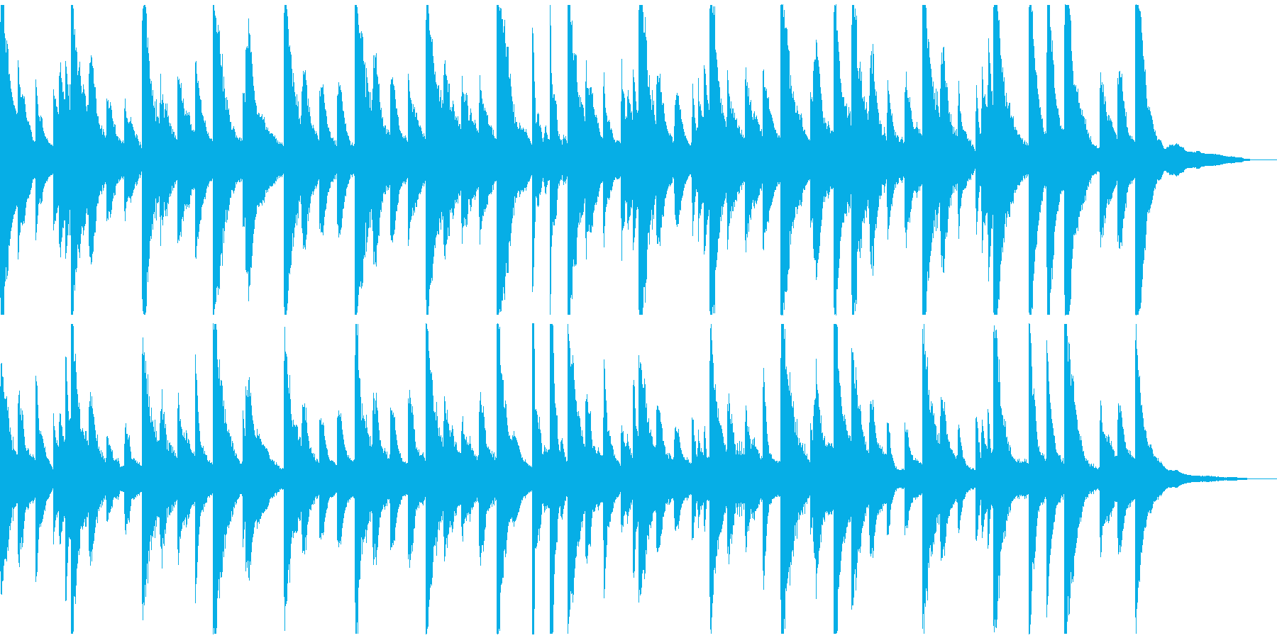 少し憂鬱な気分のピアノ曲の再生済みの波形