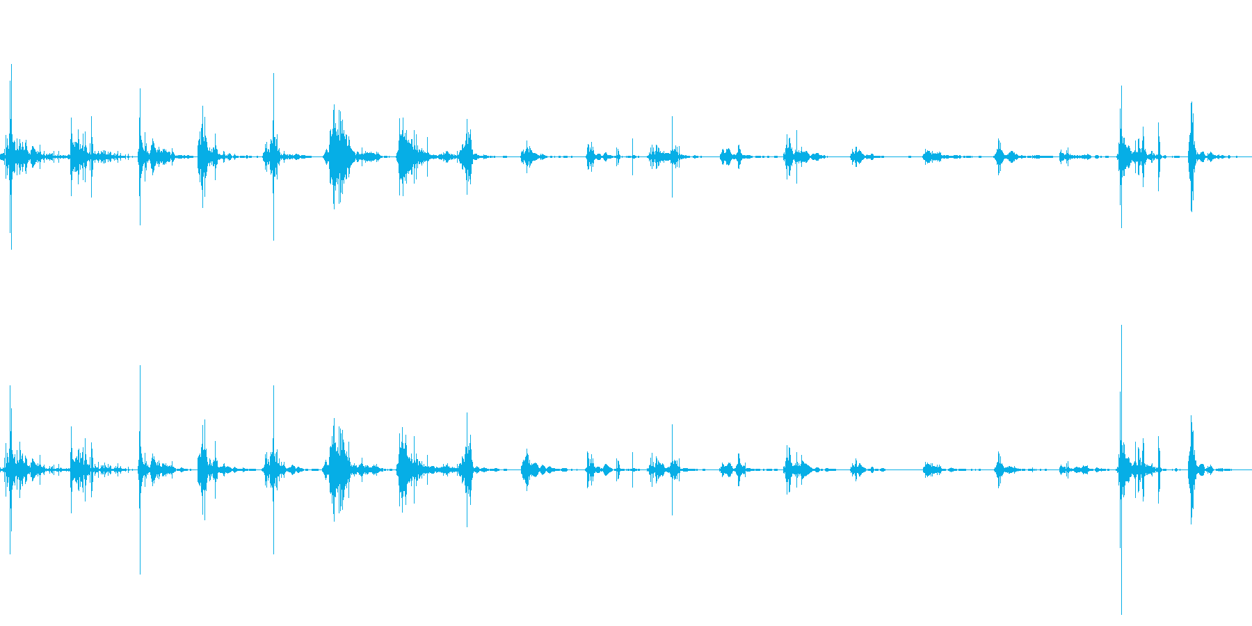 砂利の上を歩く足音の再生済みの波形