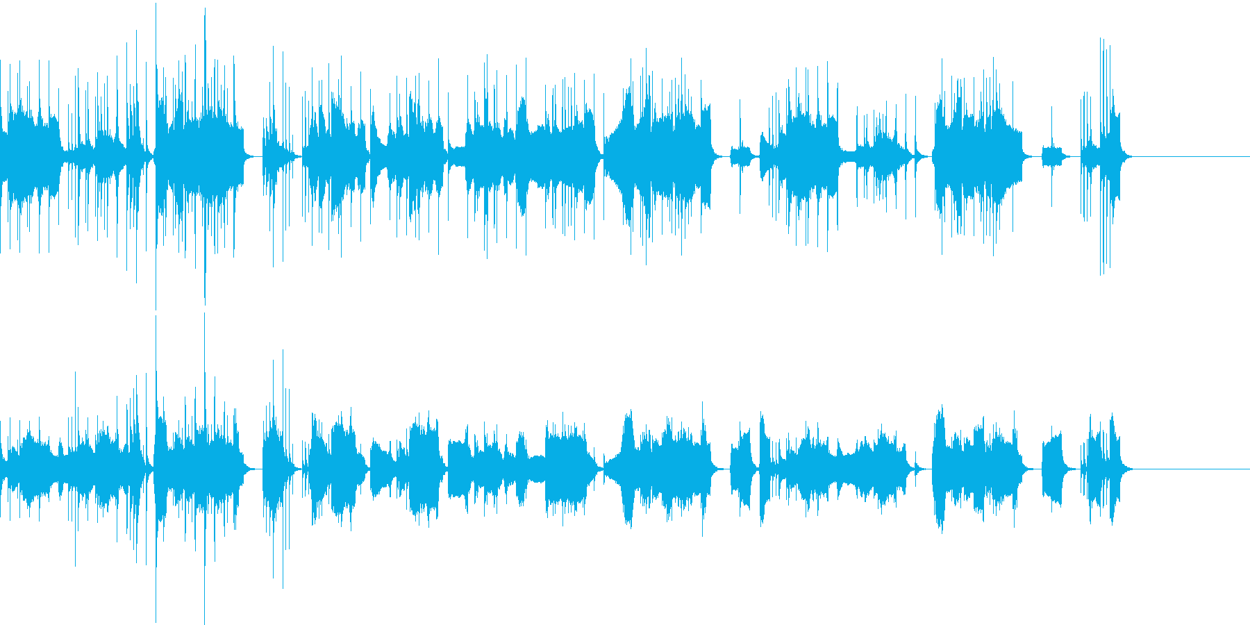 コミカルな低音楽器メインの曲の再生済みの波形