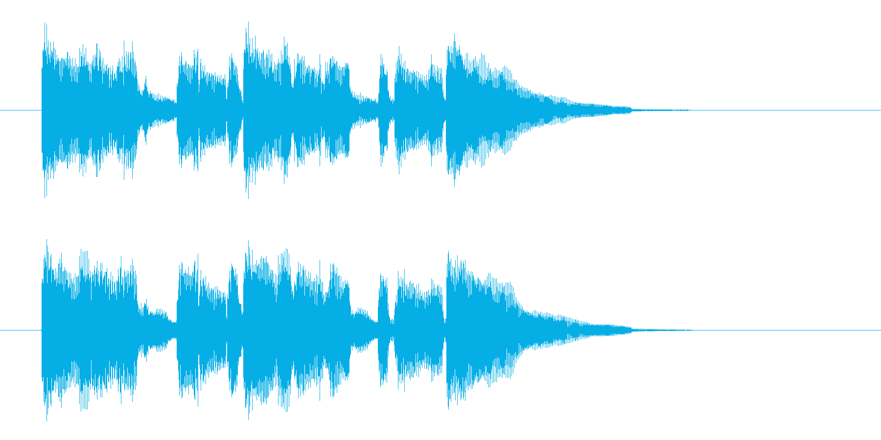 ブルージーでゆったりな雰囲気のジングル曲の再生済みの波形