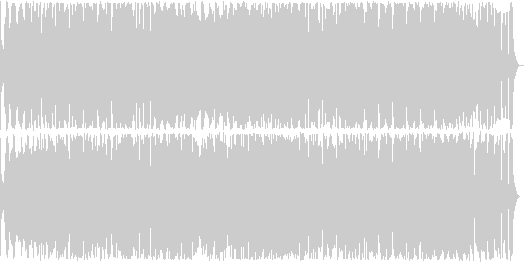 明るく弾むギターとドラムの楽しい曲の未再生の波形