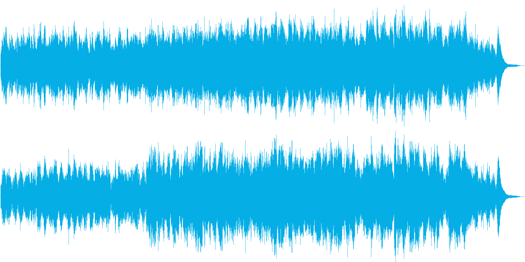 ピアノとバイオリンとチェロの神秘的な曲の再生済みの波形