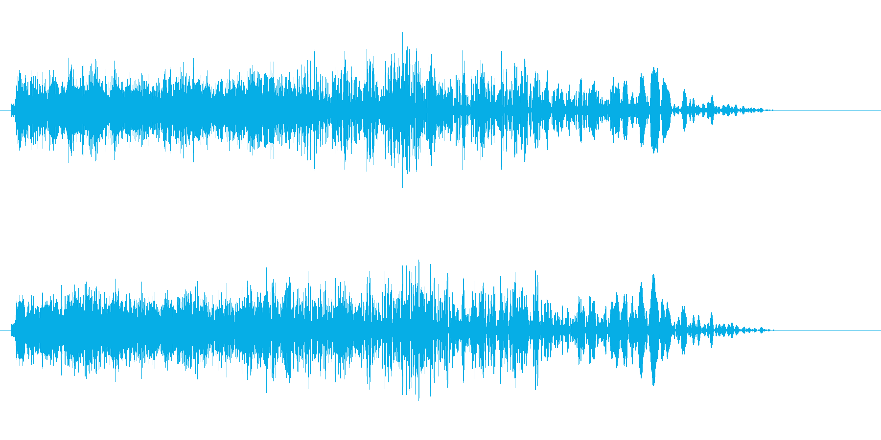 下がり調子の余韻の効果音の再生済みの波形