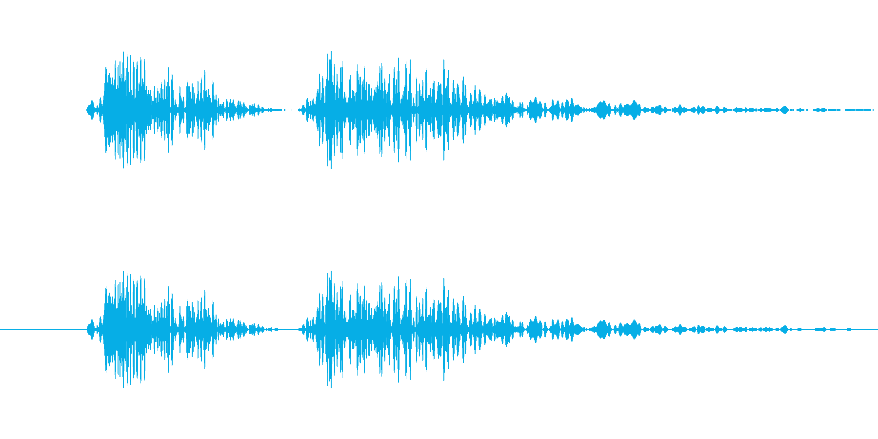 ボタンクリック向け電子音(カコッ)の再生済みの波形